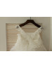 Ivory Lace Flounce Bodice Tulle Cross Back Flower Girl Dress